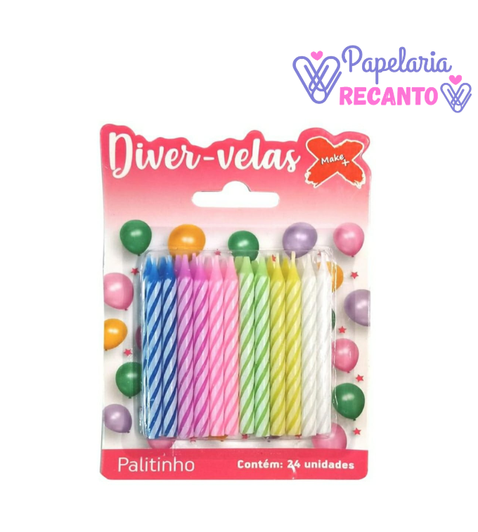 vela aniversario palito Vela Aniversário Palito Color Make + emb. c/ 24 un. - Imagem 1