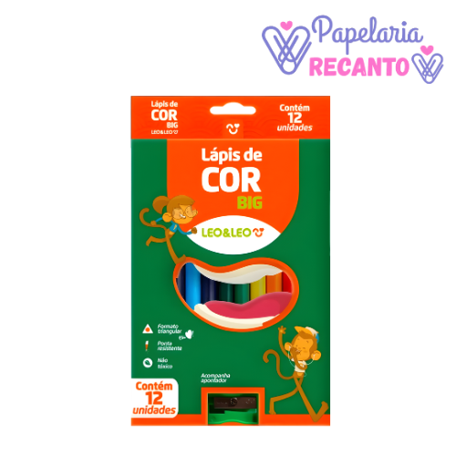 Lápis De Cor Jumbo C12 Cores Triangular Leo e Leo Lápis de Cor Leo & Leo Lápis Big 12 Cores Multicolorido - Imagem 1